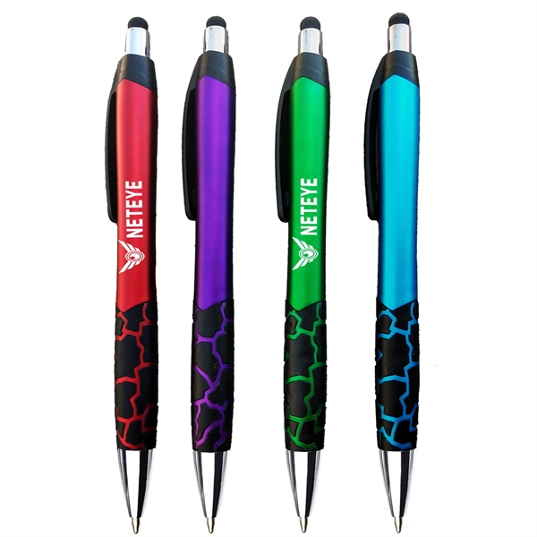 Matte Barrel Ballpoint Pen w/ Rubber Grips & Stylus - Matte Barrel Ballpoint Pen w/ Rubber Grips & Stylus - Image 6 of 6