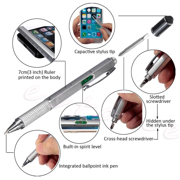 6 in 1 Touch Screen Stylus Screwdriver Ruler Pen - 6 in 1 Touch Screen Stylus Screwdriver Ruler Pen - Image 1 of 7