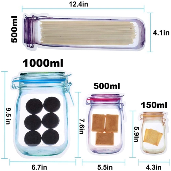 10pcs Mason Jar Zipper Bags - 10pcs Mason Jar Zipper Bags - Image 1 of 4