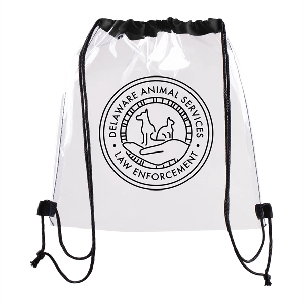 Vinyl Clear Waterproof Stadium Drawstring Gym&Sport Backpack - Vinyl Clear Waterproof Stadium Drawstring Gym&Sport Backpack - Image 4 of 12
