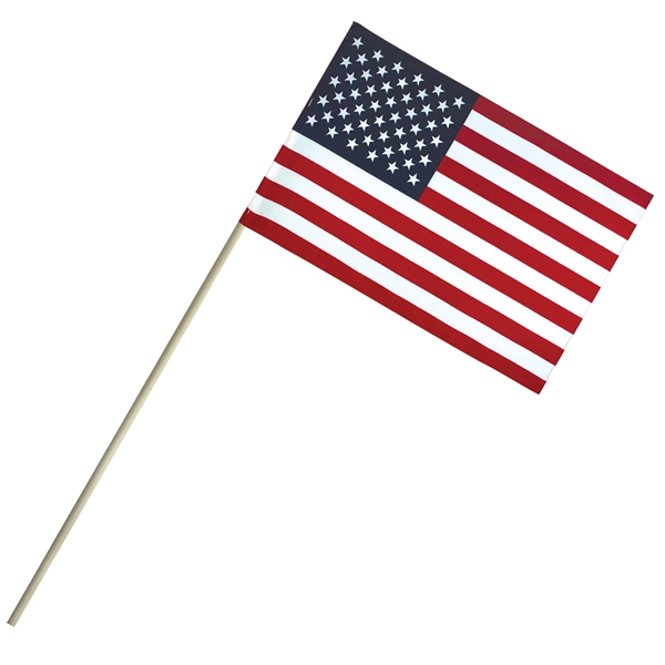 6'' X 9" Economy Cotton U.S. Stick Flag On 18" Dowel - 6'' X 9" Economy Cotton U.S. Stick Flag On 18" Dowel - Image 0 of 0