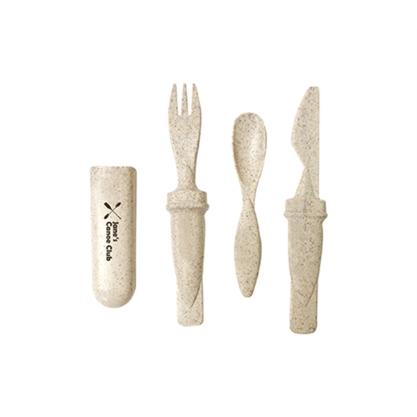 4-in-1 Eco-friendly Wheat Fiber Cutlery Set - 4-in-1 Eco-friendly Wheat Fiber Cutlery Set - Image 0 of 3