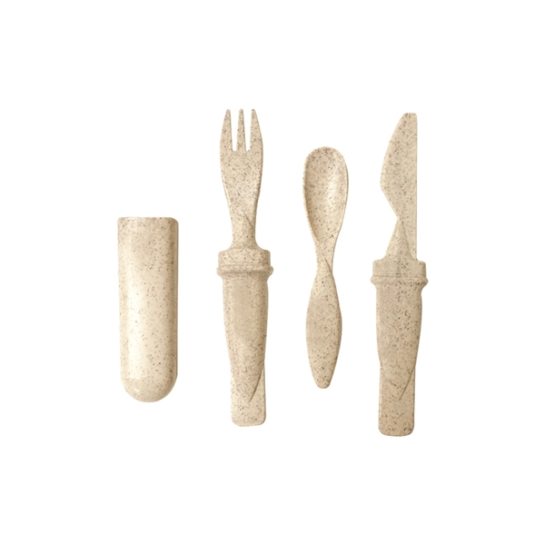 4-in-1 Eco-friendly Wheat Fiber Cutlery Set - 4-in-1 Eco-friendly Wheat Fiber Cutlery Set - Image 1 of 3