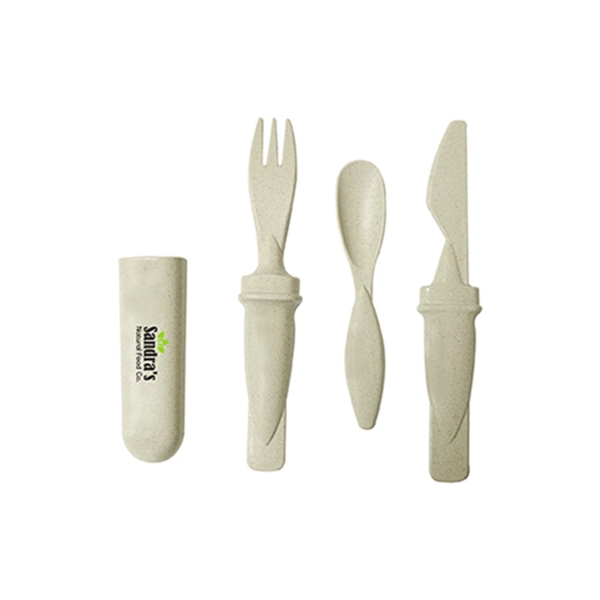 4-in-1 Eco-friendly Wheat Fiber Cutlery Set - 4-in-1 Eco-friendly Wheat Fiber Cutlery Set - Image 2 of 3