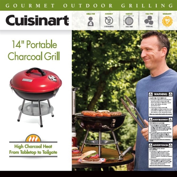 Cuisinart Outdoors® 14" Charcoal Grill - Cuisinart Outdoors® 14" Charcoal Grill - Image 4 of 11