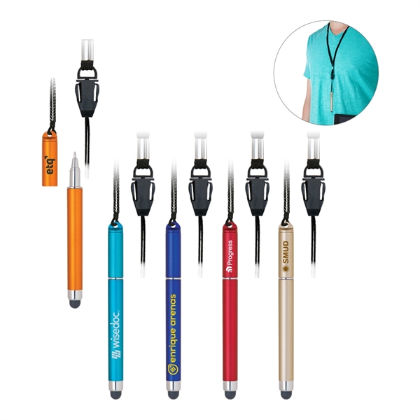 Plastic Stylus Pen with Detachable Lanyard - Plastic Stylus Pen with Detachable Lanyard - Image 0 of 13
