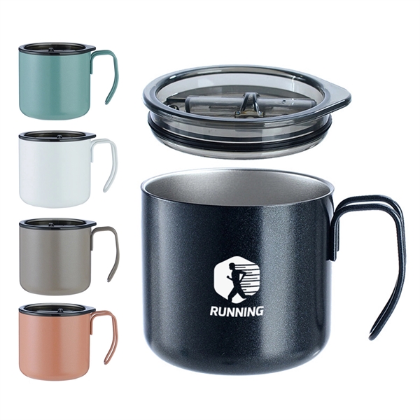 12 oz Stainless Steel Thermal Milk Mug W/Handle and Lid - 12 oz Stainless Steel Thermal Milk Mug W/Handle and Lid - Image 0 of 0