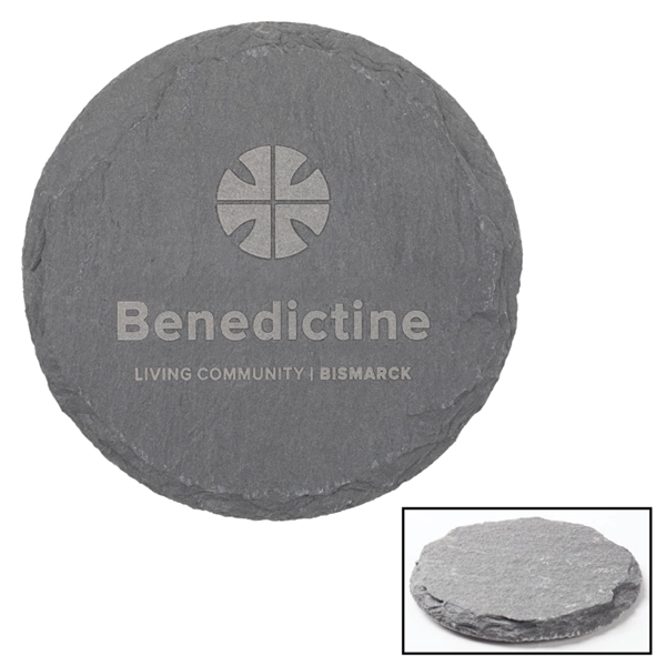 Custom Natural Slate Stone Round Coaster