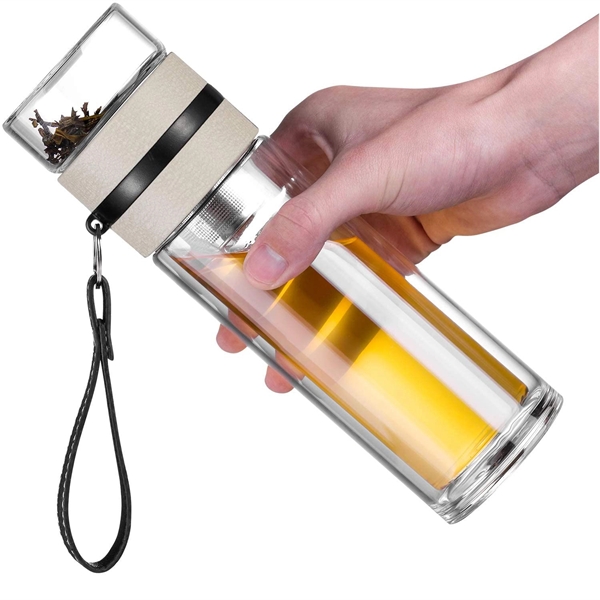 13oz Double Wall Glass Water Separation Tea Bottle Mug Cup - 13oz Double Wall Glass Water Separation Tea Bottle Mug Cup - Image 0 of 3