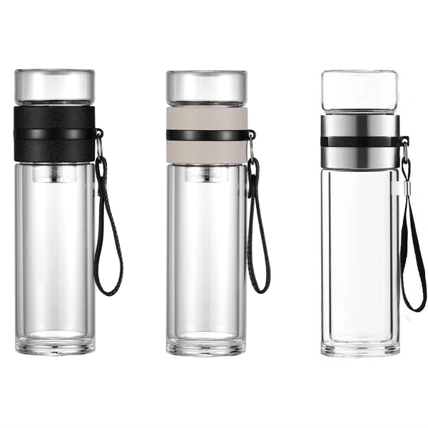 13oz Double Wall Glass Water Separation Tea Bottle Mug Cup - 13oz Double Wall Glass Water Separation Tea Bottle Mug Cup - Image 1 of 3