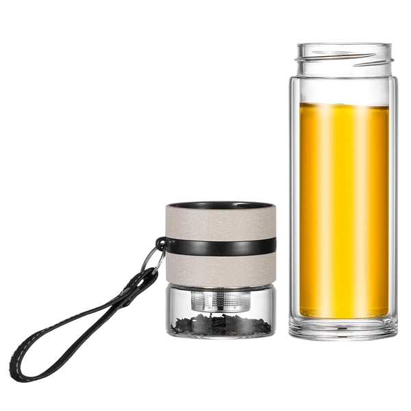 13oz Double Wall Glass Water Separation Tea Bottle Mug Cup - 13oz Double Wall Glass Water Separation Tea Bottle Mug Cup - Image 2 of 3