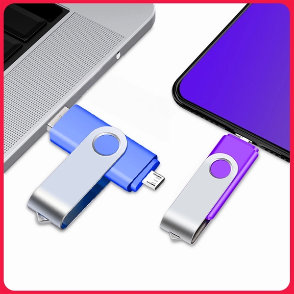 2 in 1 Multi-port USB Rotating Swivel Flash Drive - 2 in 1 Multi-port USB Rotating Swivel Flash Drive - Image 1 of 2
