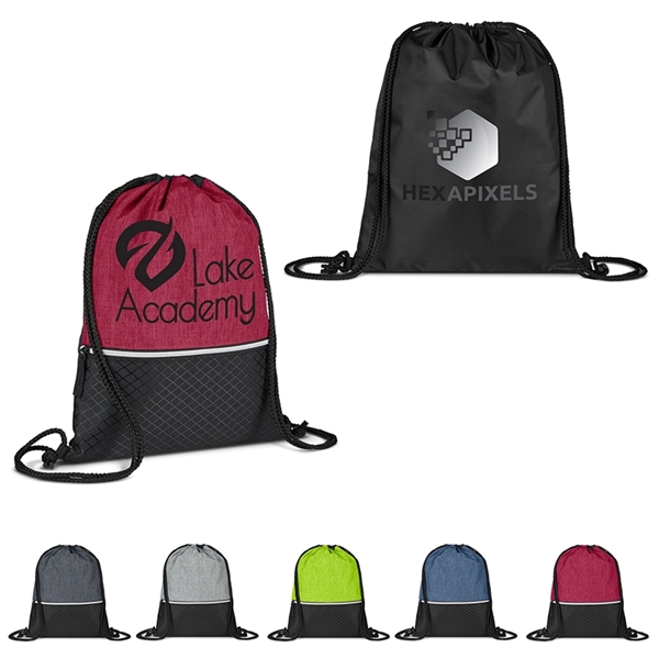 Crosshatch Heather Drawstring Backpack - Crosshatch Heather Drawstring Backpack - Image 0 of 5