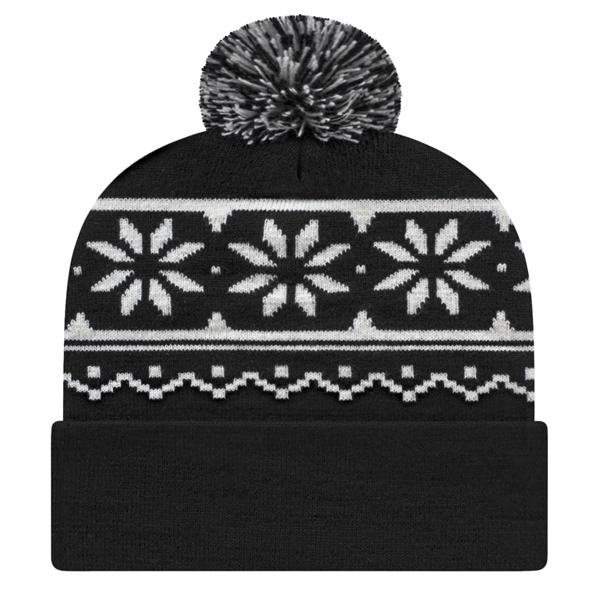 Custom Snowflake Knit Cap With Cuff