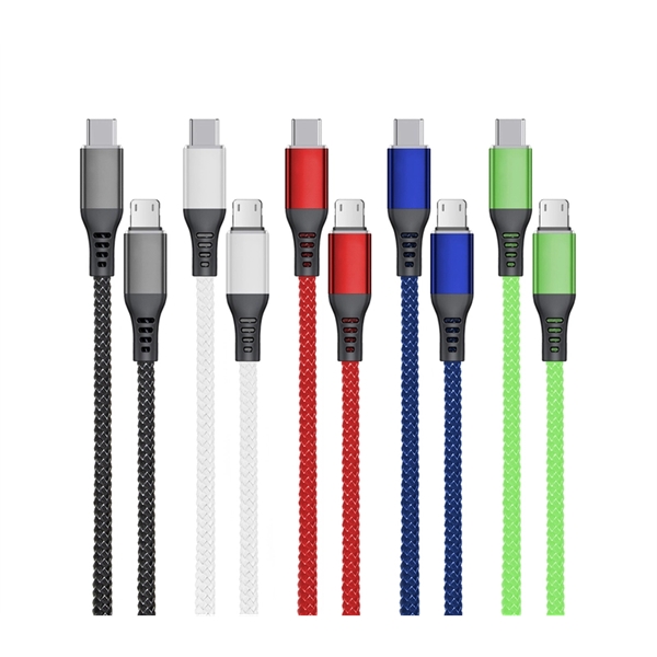 Nylon Braided Multifunction Charging Cable - Nylon Braided Multifunction Charging Cable - Image 2 of 6