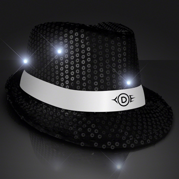 Shiny Single Colored Fedora Hats with White Bands - Shiny Single Colored Fedora Hats with White Bands - Image 1 of 10