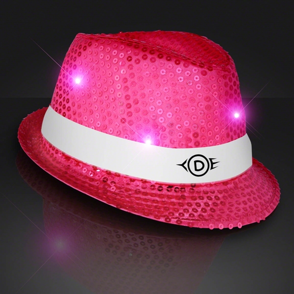 Shiny Single Colored Fedora Hats with White Bands - Shiny Single Colored Fedora Hats with White Bands - Image 6 of 10