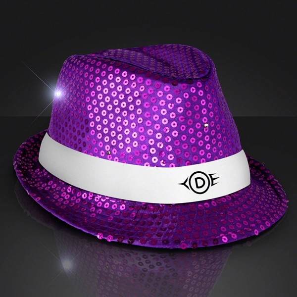 Shiny Single Colored Fedora Hats with White Bands - Shiny Single Colored Fedora Hats with White Bands - Image 7 of 10