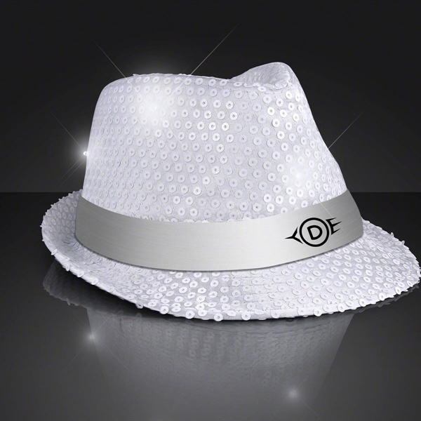 Shiny Single Colored Fedora Hats with White Bands - Shiny Single Colored Fedora Hats with White Bands - Image 10 of 10