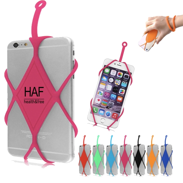 Silicone phone case card holder with rope