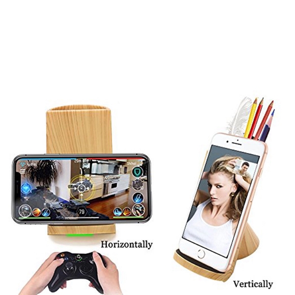 Wood Grain Wireless Charger with Pencil Case - Wood Grain Wireless Charger with Pencil Case - Image 3 of 4