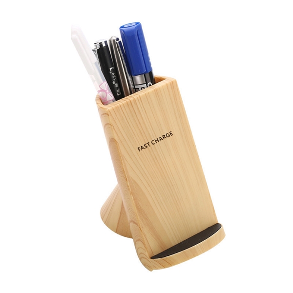 Wood Grain Wireless Charger with Pencil Case - Wood Grain Wireless Charger with Pencil Case - Image 4 of 4
