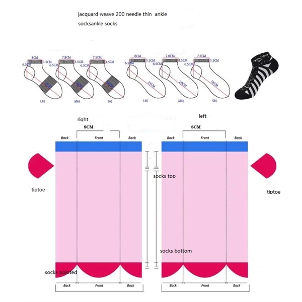 Low cut knit in Socks w/ Jacquard weave, 200 needles - Low cut knit in Socks w/ Jacquard weave, 200 needles - Image 1 of 5