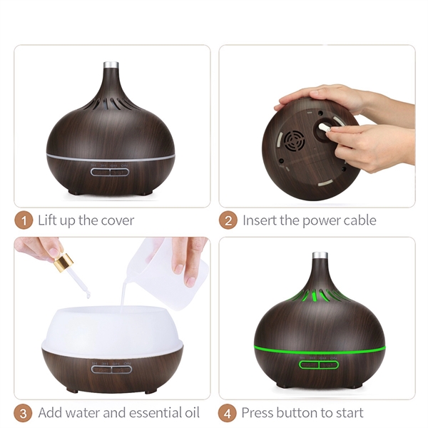 400ml Wood Grain Air Purifier Ultrasonic Aroma Oil Diffuser - 400ml Wood Grain Air Purifier Ultrasonic Aroma Oil Diffuser - Image 4 of 5