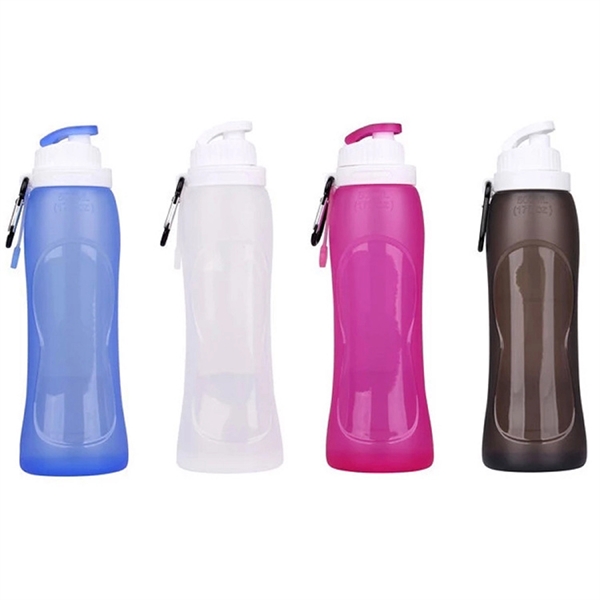 17 oz Silicone Folding Sport Bottle with Carabiner - 17 oz Silicone Folding Sport Bottle with Carabiner - Image 11 of 12