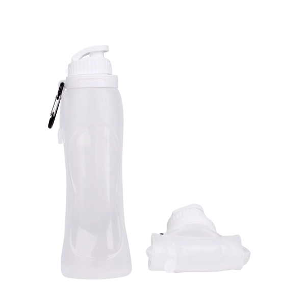 17 oz Silicone Folding Sport Bottle with Carabiner - 17 oz Silicone Folding Sport Bottle with Carabiner - Image 2 of 12