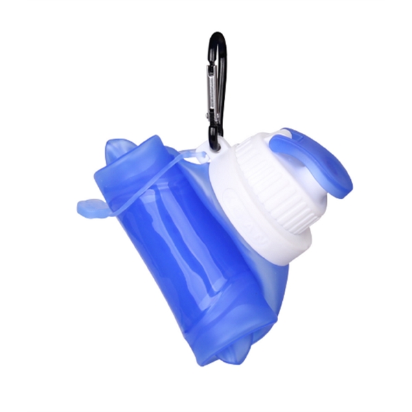 17 oz Silicone Folding Sport Bottle with Carabiner - 17 oz Silicone Folding Sport Bottle with Carabiner - Image 5 of 12