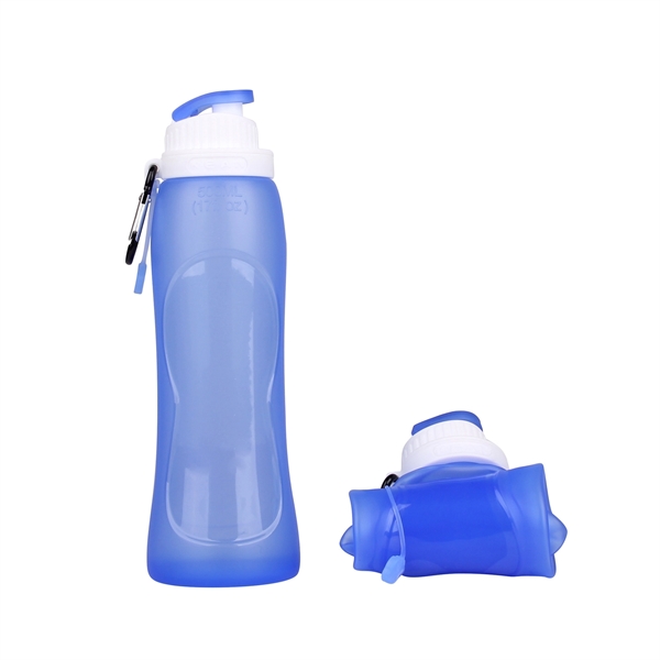 17 oz Silicone Folding Sport Bottle with Carabiner - 17 oz Silicone Folding Sport Bottle with Carabiner - Image 6 of 12