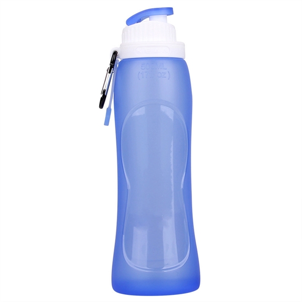 17 oz Silicone Folding Sport Bottle with Carabiner - 17 oz Silicone Folding Sport Bottle with Carabiner - Image 7 of 12