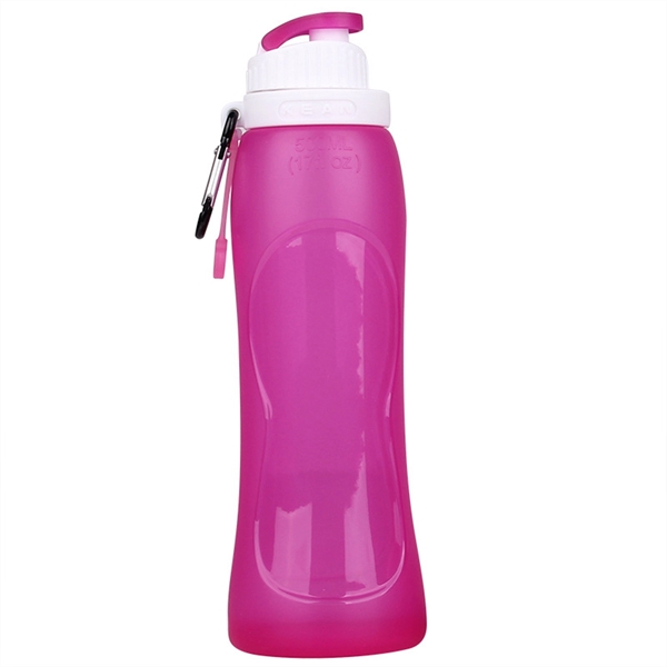 17 oz Silicone Folding Sport Bottle with Carabiner - 17 oz Silicone Folding Sport Bottle with Carabiner - Image 8 of 12