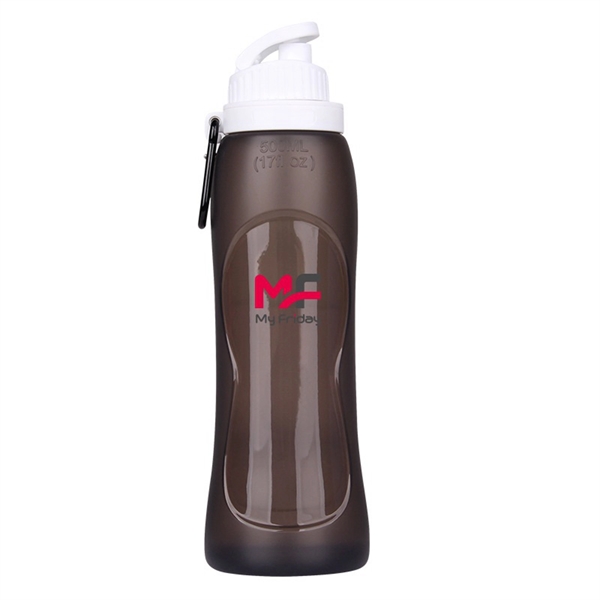 17 oz Silicone Folding Sport Bottle with Carabiner - 17 oz Silicone Folding Sport Bottle with Carabiner - Image 12 of 12