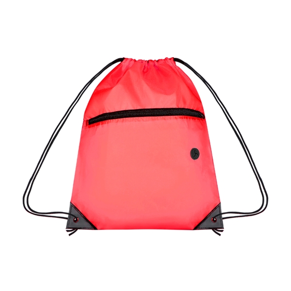 210D Cinch Bag w/Zipper pocket & Earbuds Slot - 210D Cinch Bag w/Zipper pocket & Earbuds Slot - Image 1 of 19