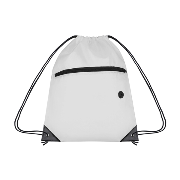 210D Cinch Bag w/Zipper pocket & Earbuds Slot - 210D Cinch Bag w/Zipper pocket & Earbuds Slot - Image 3 of 19