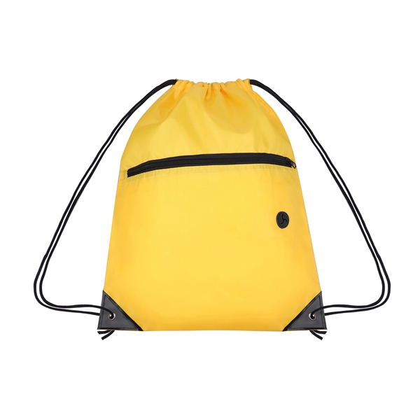 210D Cinch Bag w/Zipper pocket & Earbuds Slot - 210D Cinch Bag w/Zipper pocket & Earbuds Slot - Image 4 of 19