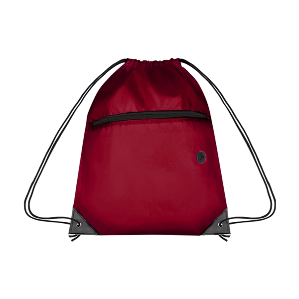 210D Cinch Bag w/Zipper pocket & Earbuds Slot - 210D Cinch Bag w/Zipper pocket & Earbuds Slot - Image 6 of 19