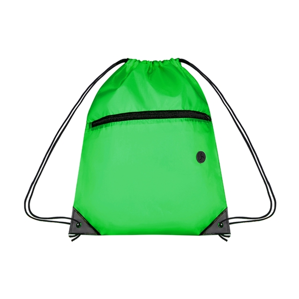 210D Cinch Bag w/Zipper pocket & Earbuds Slot - 210D Cinch Bag w/Zipper pocket & Earbuds Slot - Image 9 of 19