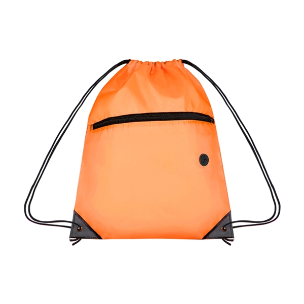210D Cinch Bag w/Zipper pocket & Earbuds Slot - 210D Cinch Bag w/Zipper pocket & Earbuds Slot - Image 11 of 19