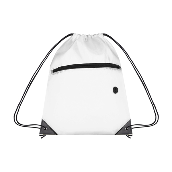 210D Cinch Bag w/Zipper pocket & Earbuds Slot - 210D Cinch Bag w/Zipper pocket & Earbuds Slot - Image 12 of 19