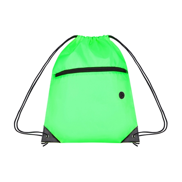 210D Cinch Bag w/Zipper pocket & Earbuds Slot - 210D Cinch Bag w/Zipper pocket & Earbuds Slot - Image 15 of 19
