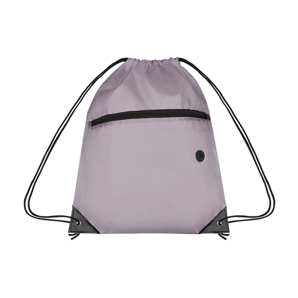 210D Cinch Bag w/Zipper pocket & Earbuds Slot - 210D Cinch Bag w/Zipper pocket & Earbuds Slot - Image 18 of 19