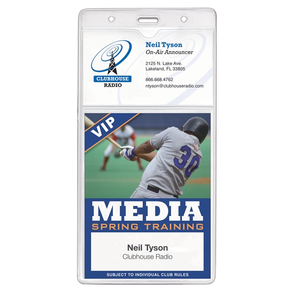 Vertical 2-Pocket Event-Size Clear Vinyl Badge Holders - Vertical 2-Pocket Event-Size Clear Vinyl Badge Holders - Image 0 of 1