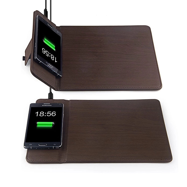 PU Wireless charger mouse pad with phone holder - PU Wireless charger mouse pad with phone holder - Image 0 of 4
