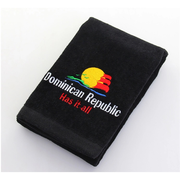 100% Cotton Embroidered Golf Towel w/ Carabiner 15.5 "x24.4" - 100% Cotton Embroidered Golf Towel w/ Carabiner 15.5 "x24.4" - Image 4 of 11