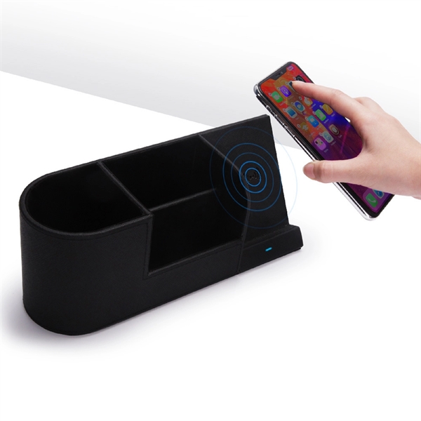 10W QI Wireless Charger Desk Stand with Storage Box - 10W QI Wireless Charger Desk Stand with Storage Box - Image 1 of 3