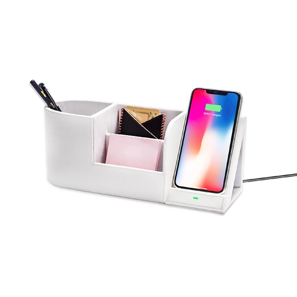 10W QI Wireless Charger Desk Stand with Storage Box - 10W QI Wireless Charger Desk Stand with Storage Box - Image 3 of 3