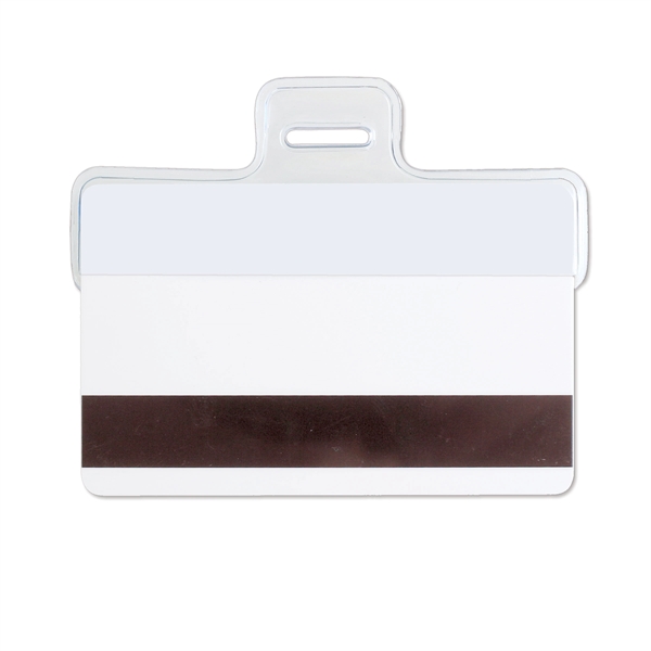 Horizontal Half-Card Clear Vinyl Holder w/ Slot, 3.15" x .6" - Horizontal Half-Card Clear Vinyl Holder w/ Slot, 3.15" x .6" - Image 0 of 1